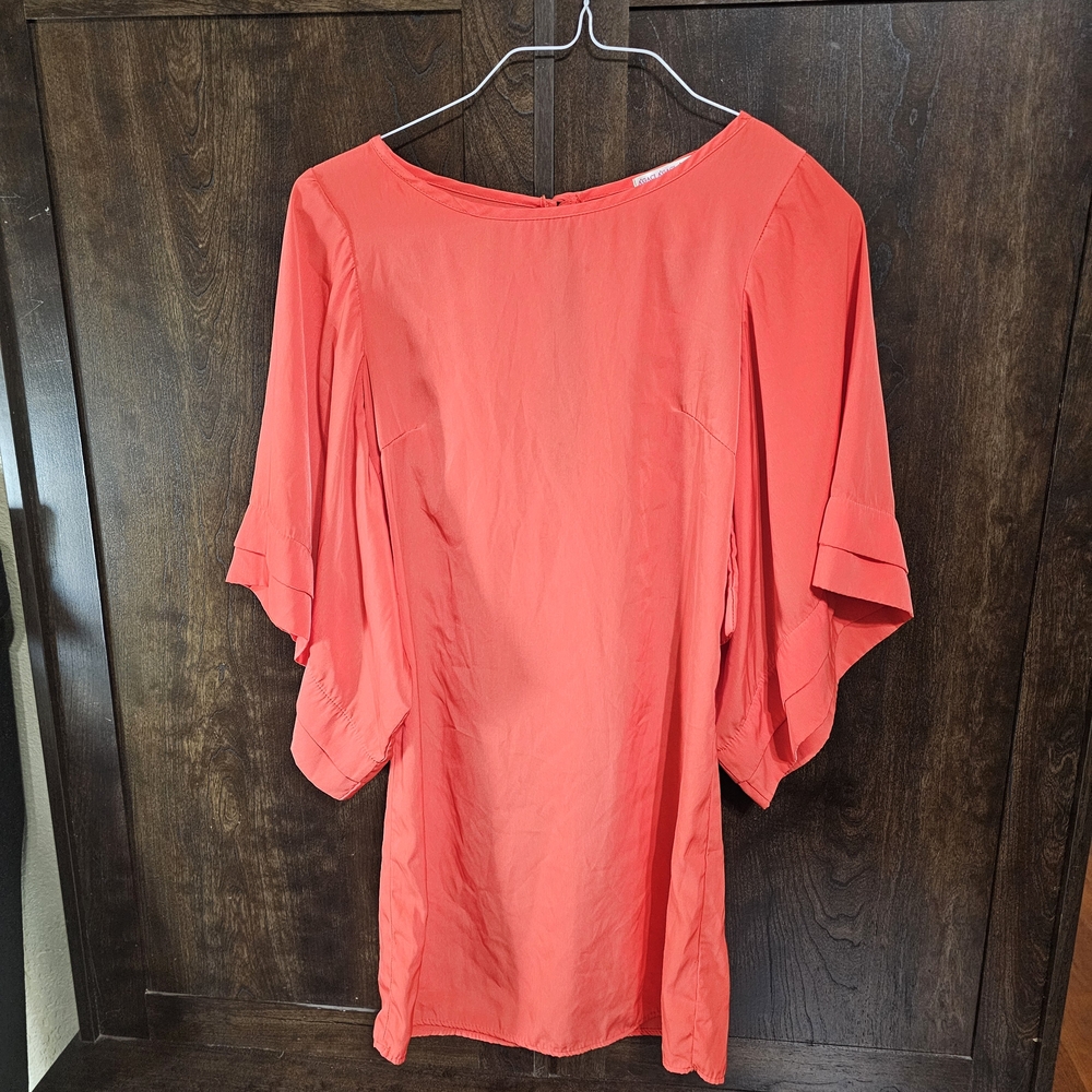 a'gaci Orange Mini Dress with Batwing Sleeves and Relaxed Fit